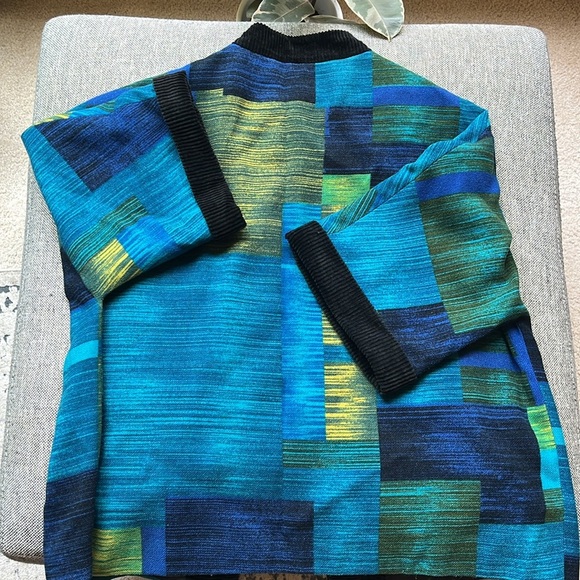 Vintage Corduroy Cardigan Jacket with Blue and Green shades and Pockets - Picture 12 of 17